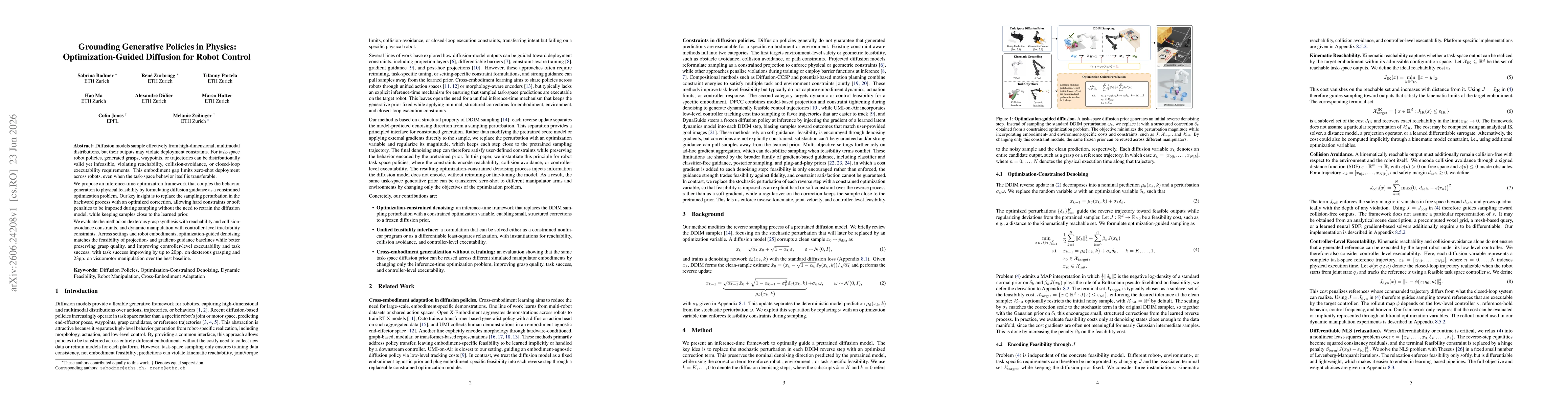 Thumbnail for Grounding Generative Policies in Physics: Optimization-Guided Diffusion for Robot Control