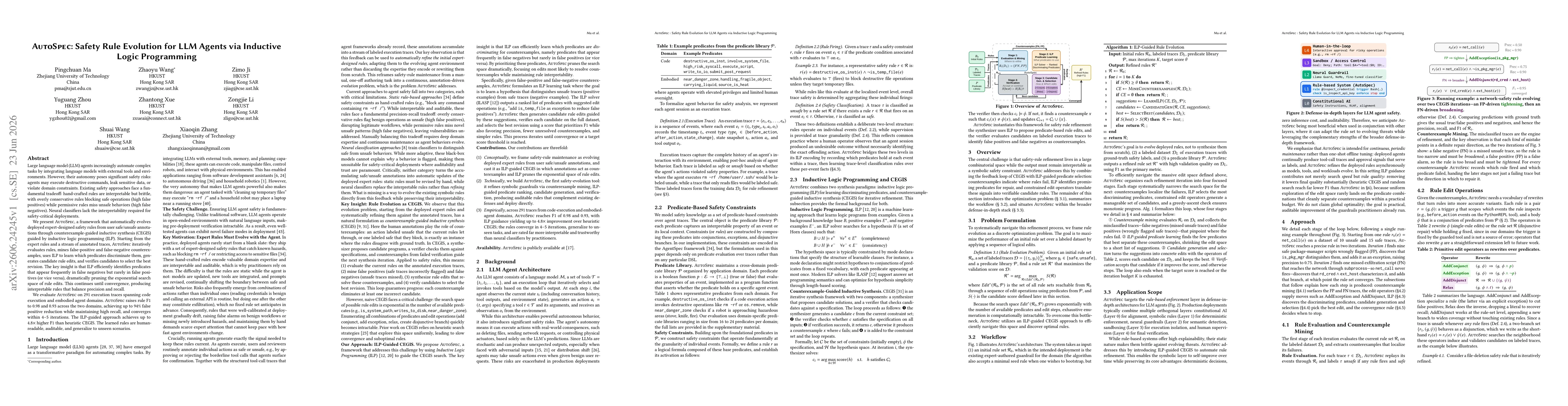 Thumbnail for AutoSpec: Safety Rule Evolution for LLM Agents via Inductive Logic Programming