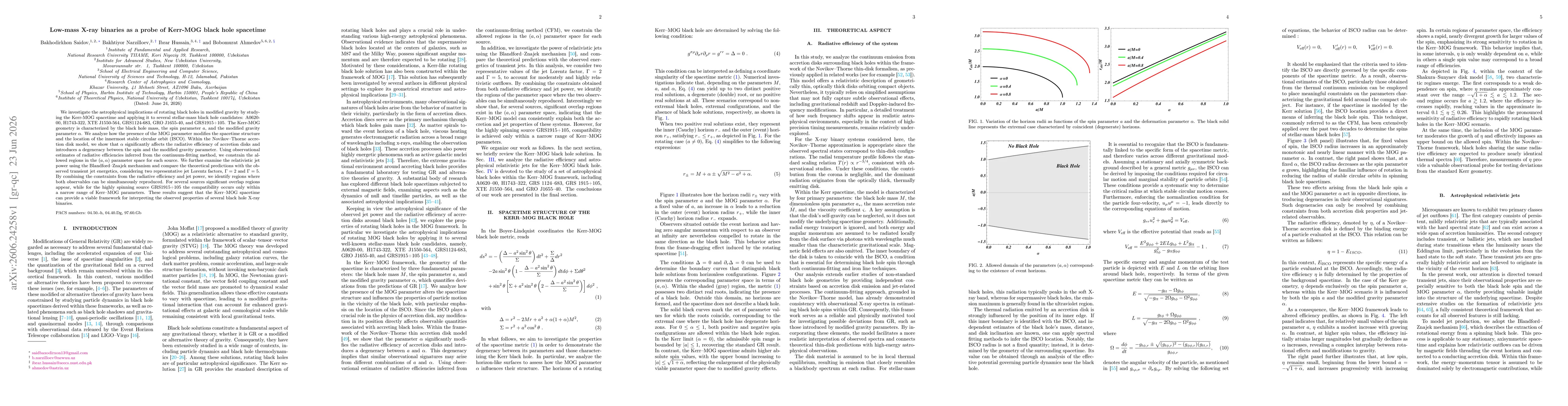 Thumbnail for Low-mass X-ray binaries as a probe of Kerr-MOG black hole spacetime