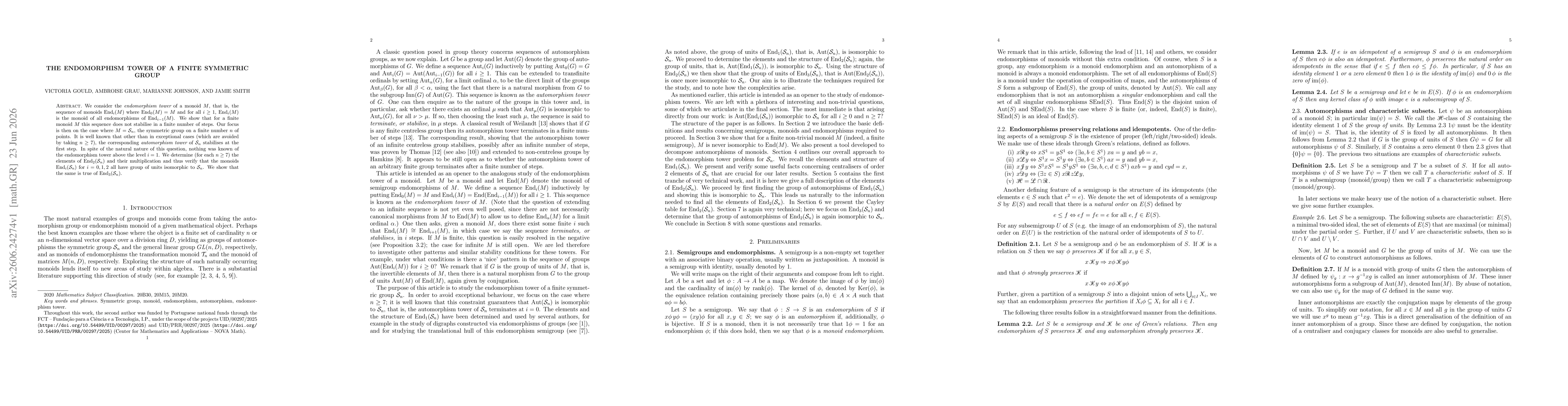Thumbnail for The endomorphism tower of a finite symmetric group