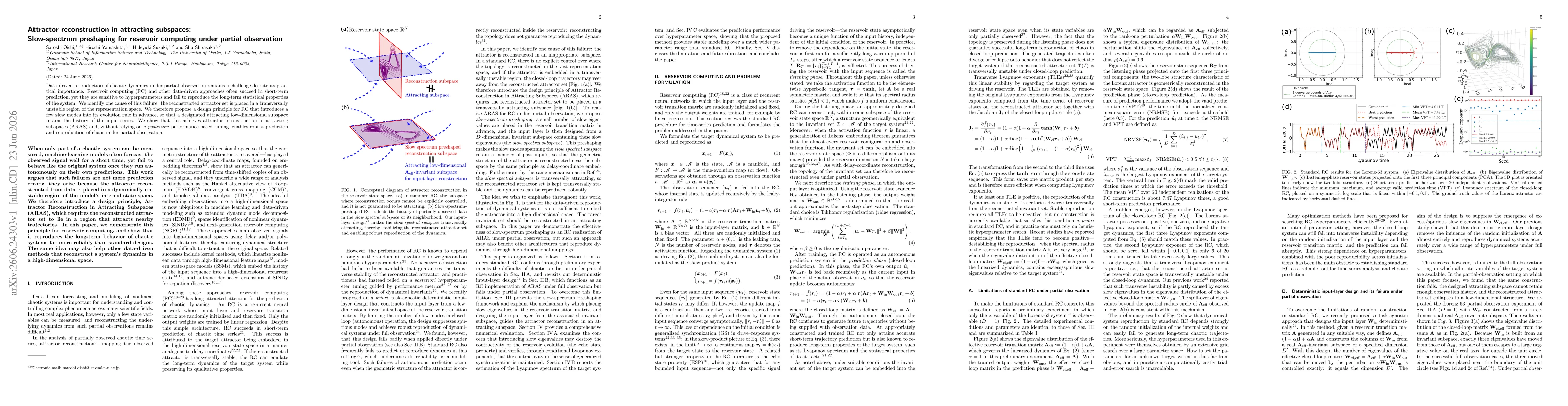 Thumbnail for Attractor reconstruction in attracting subspaces: Slow-spectrum preshaping for reservoir computing under partial observation