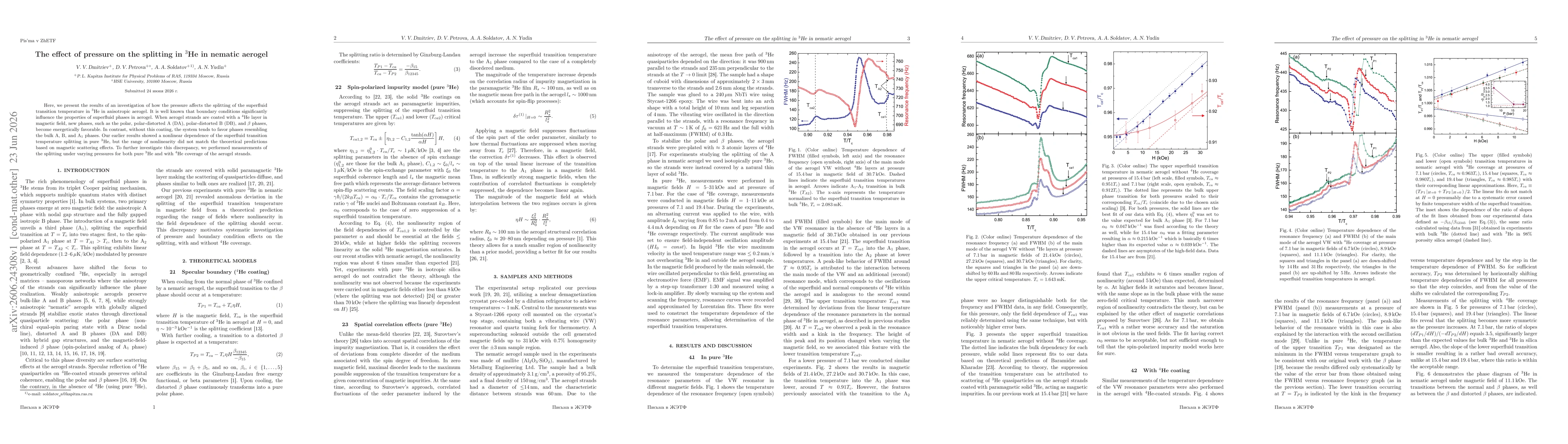 Thumbnail for The effect of pressure on the splitting in $^3$He in nematic aerogel