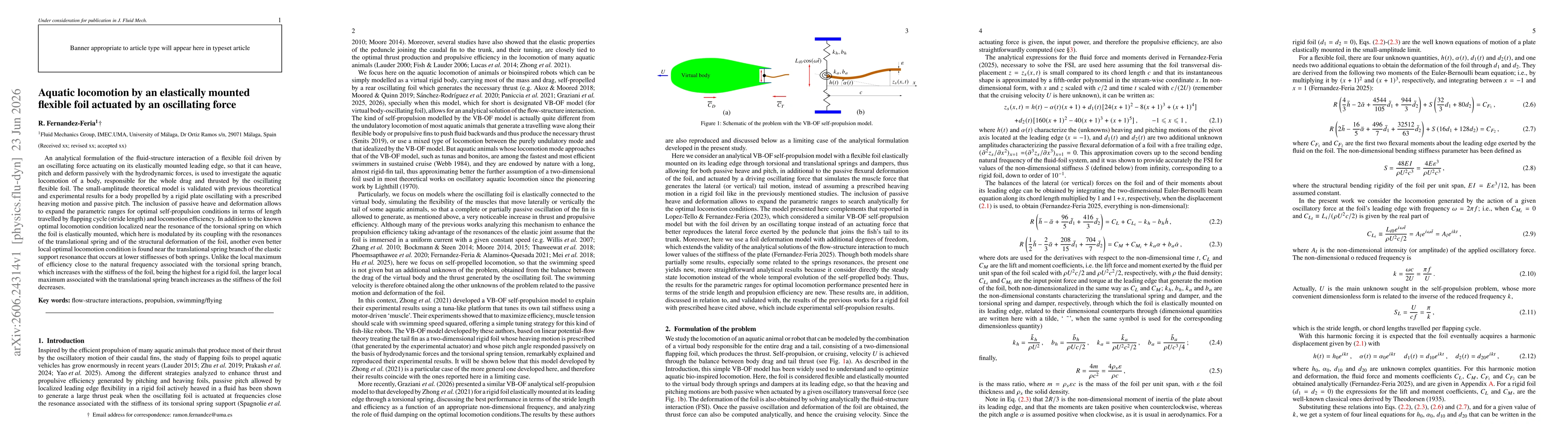 Thumbnail for Aquatic locomotion by an elastically mounted flexible foil actuated by an oscillating force