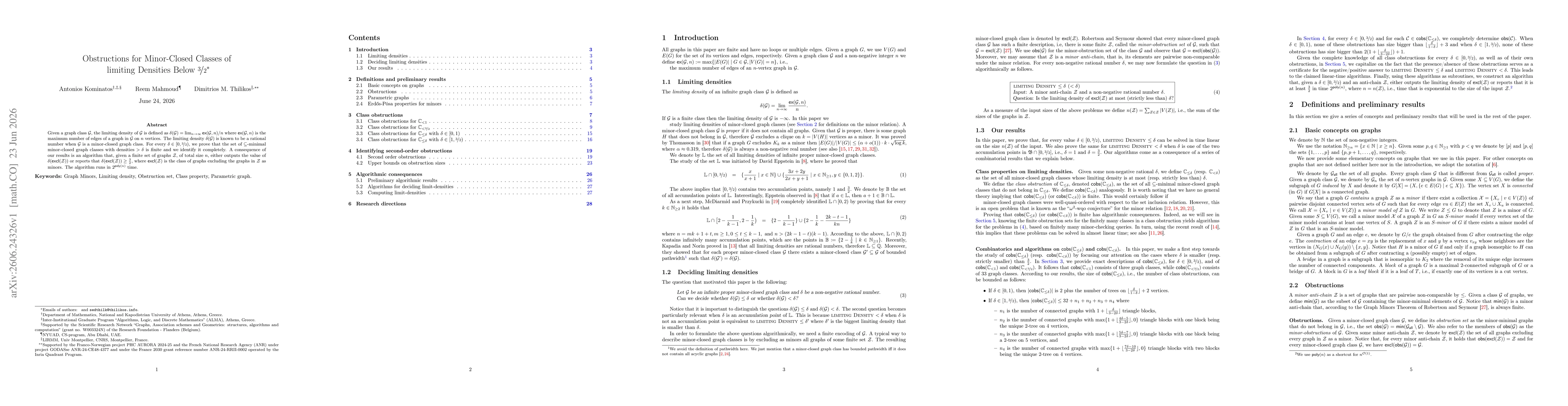 Thumbnail for Obstructions for Minor-Closed Classes of limiting Densities Below 3/2