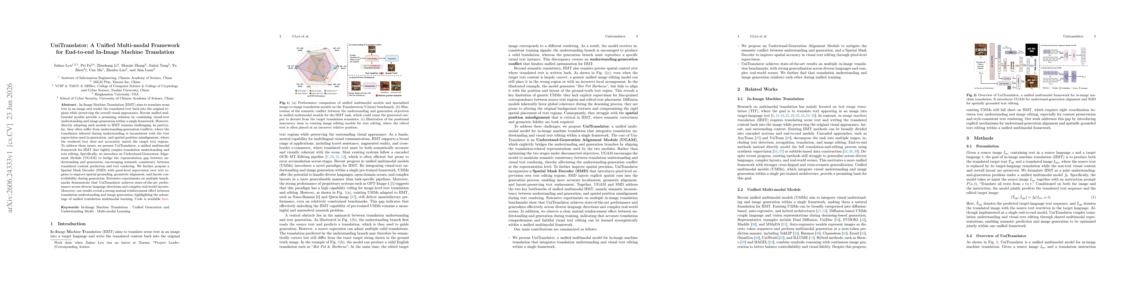 Thumbnail for UniTranslator: A Unified Multi-modal Framework for End-to-end In-Image Machine Translation
