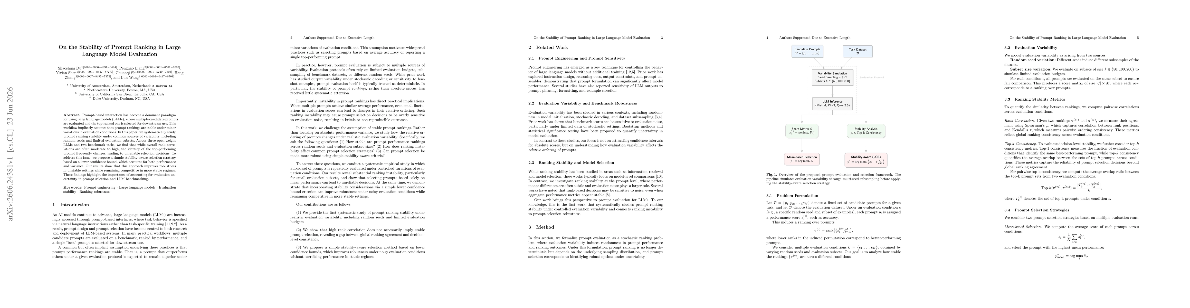 Thumbnail for On the Stability of Prompt Ranking in Large Language Model Evaluation