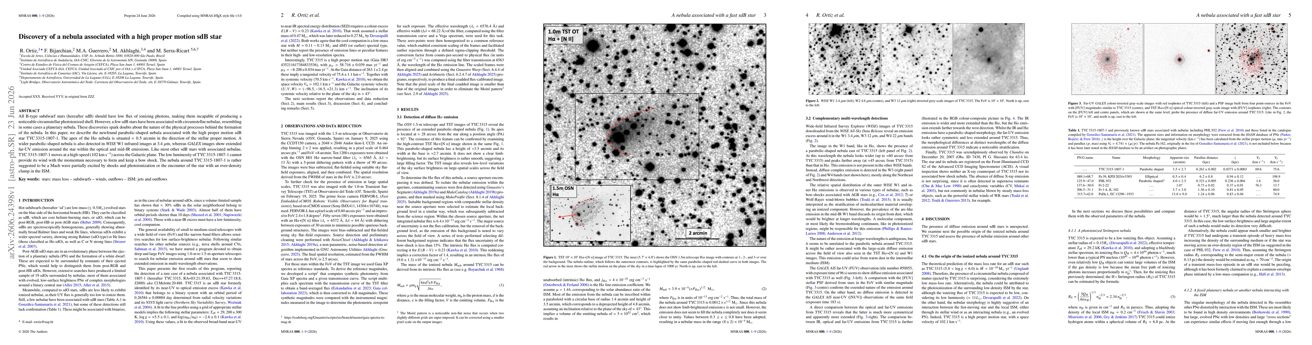 Thumbnail for Discovery of a nebula associated with a high proper motion sdB star