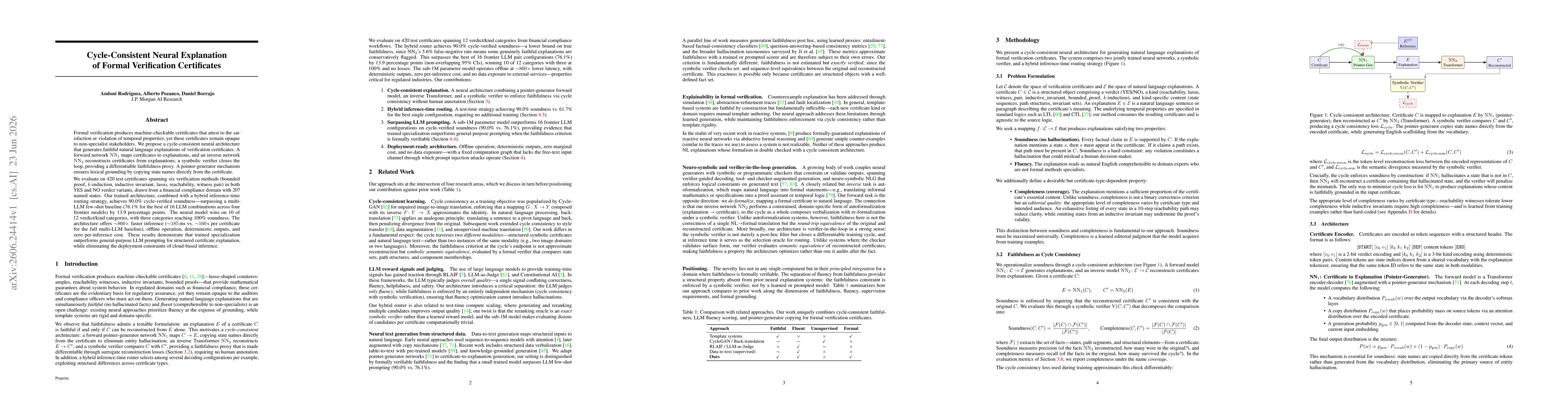 Thumbnail for Cycle-Consistent Neural Explanation of Formal Verification Certificates