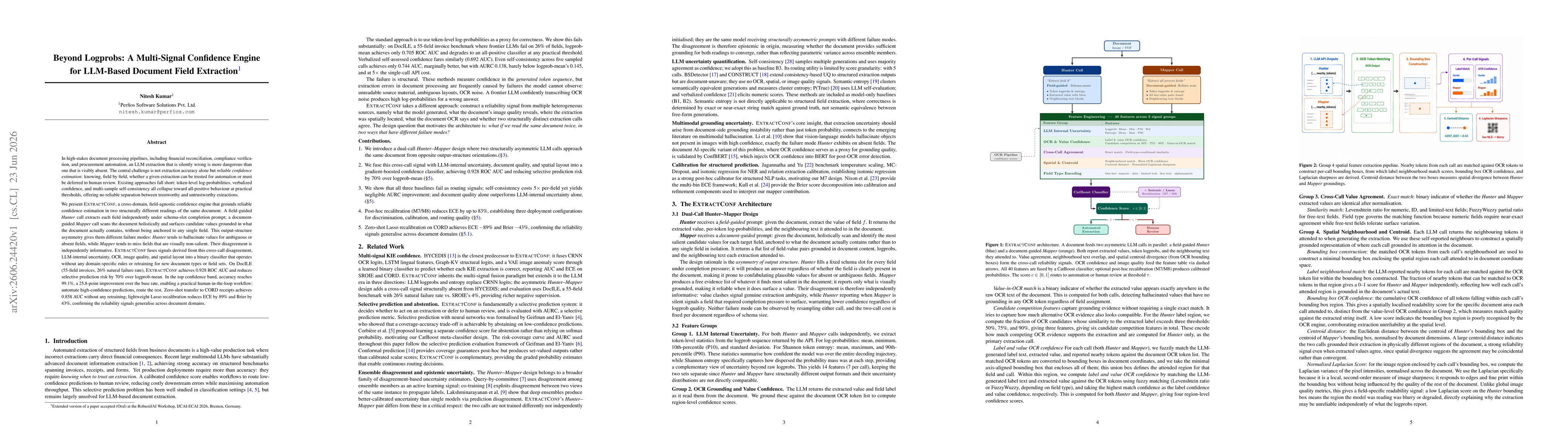 Thumbnail for Beyond Logprobs: A Multi-Signal Confidence Engine for LLM-Based Document Field Extraction