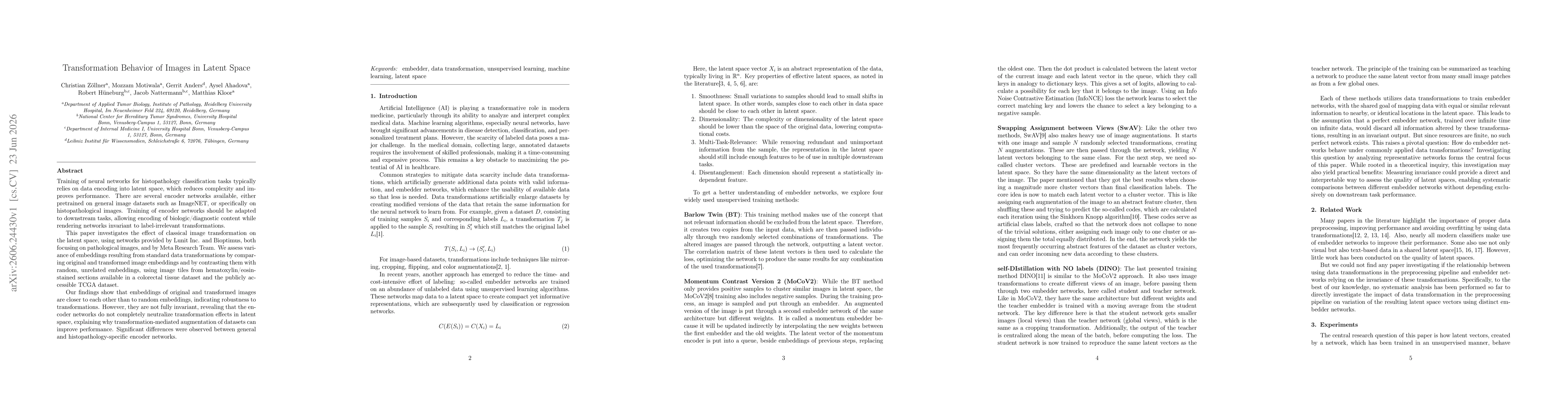 Thumbnail for Transformation Behavior of Images in Latent Space