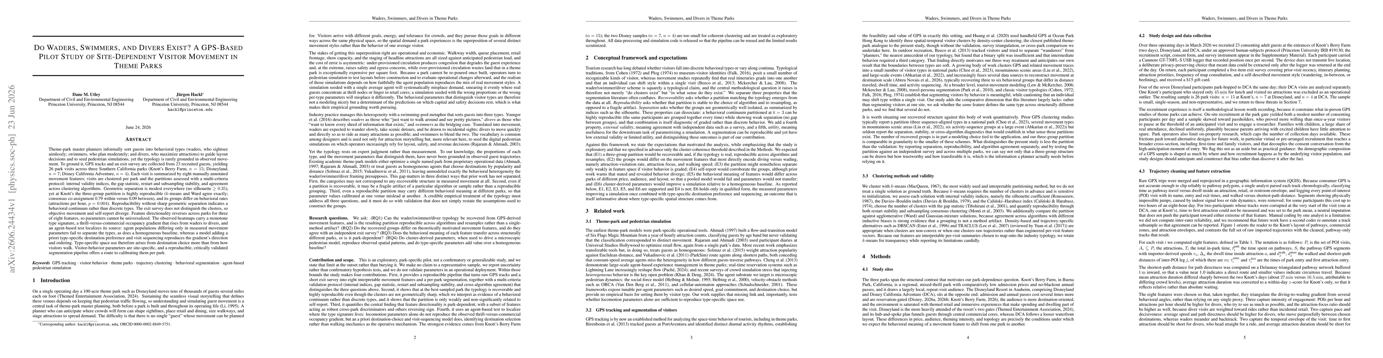 Thumbnail for Do Waders, Swimmers, and Divers Exist? A GPS-Based Pilot Study of Site-Dependent Visitor Movement in Theme Parks