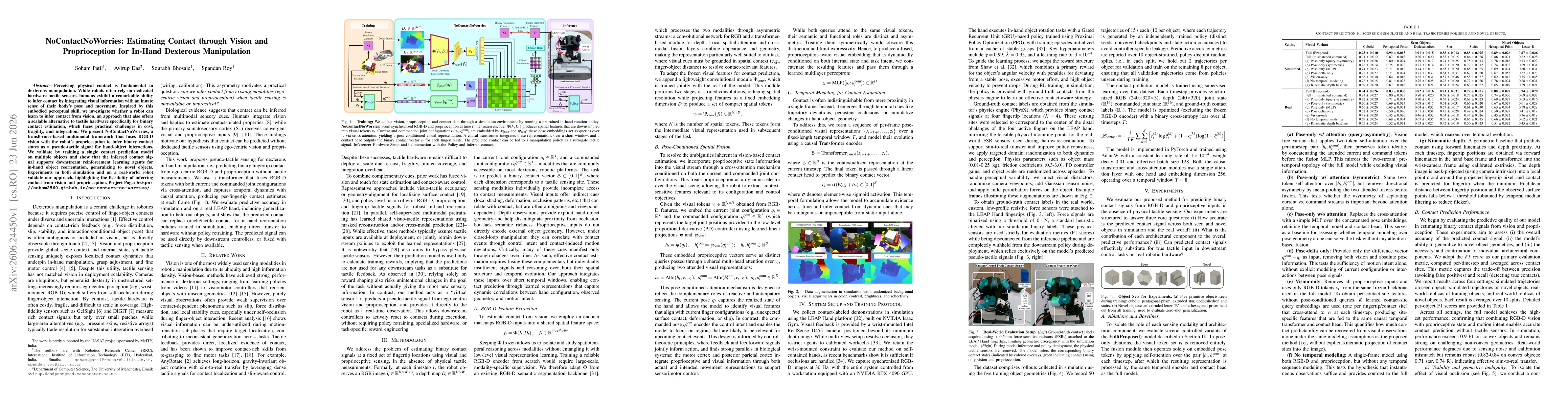 Thumbnail for NoContactNoWorries: Estimating Contact through Vision and Proprioception for In-Hand Dexterous Manipulation