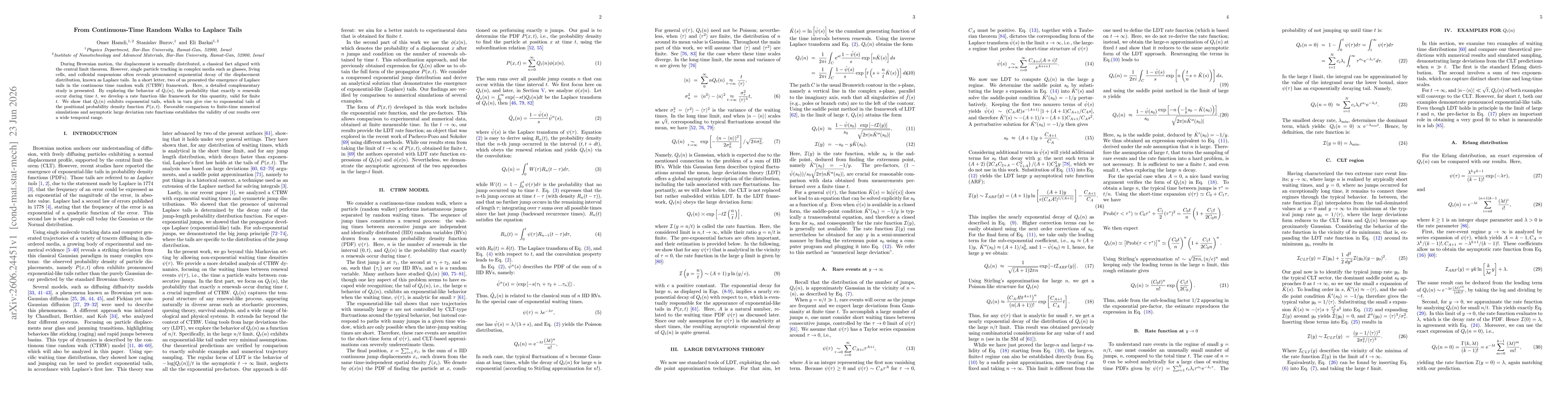 Thumbnail for From Continuous-Time Random Walks to Laplace Tails