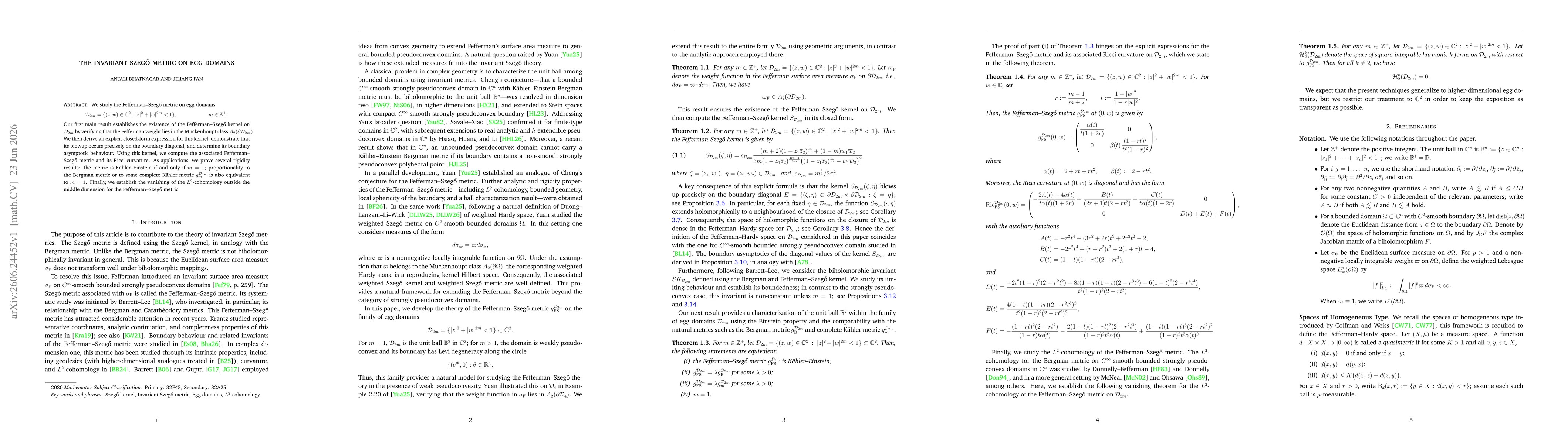 Thumbnail for The invariant Szegő metric on Egg domains