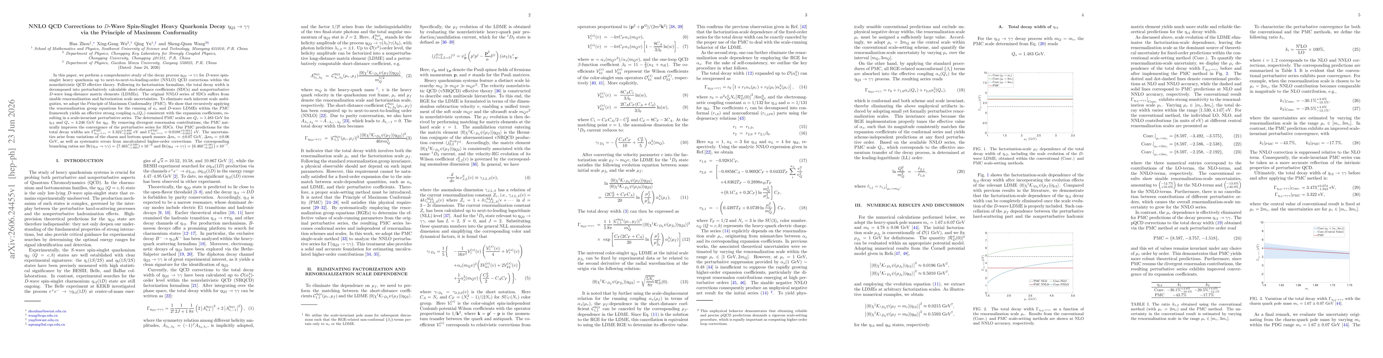 Thumbnail for NNLO QCD Corrections to $D$-Wave Spin-Singlet Heavy Quarkonia Decay $η_{Q2}\toγγ$ via the Principle of Maximum Conformality