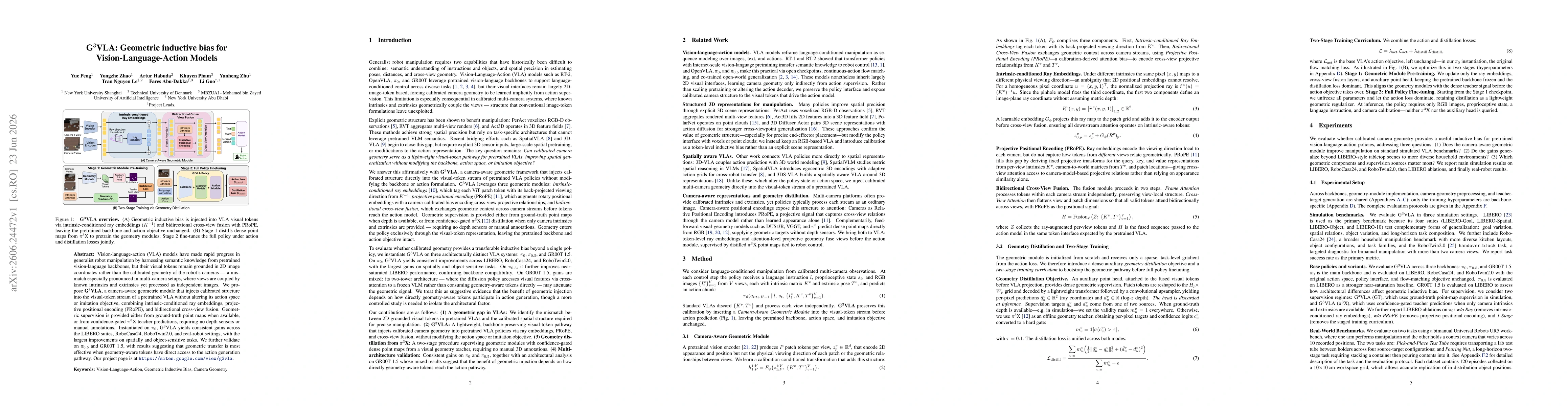Thumbnail for G$^3$VLA: Geometric inductive bias for Vision-Language-Action Models
