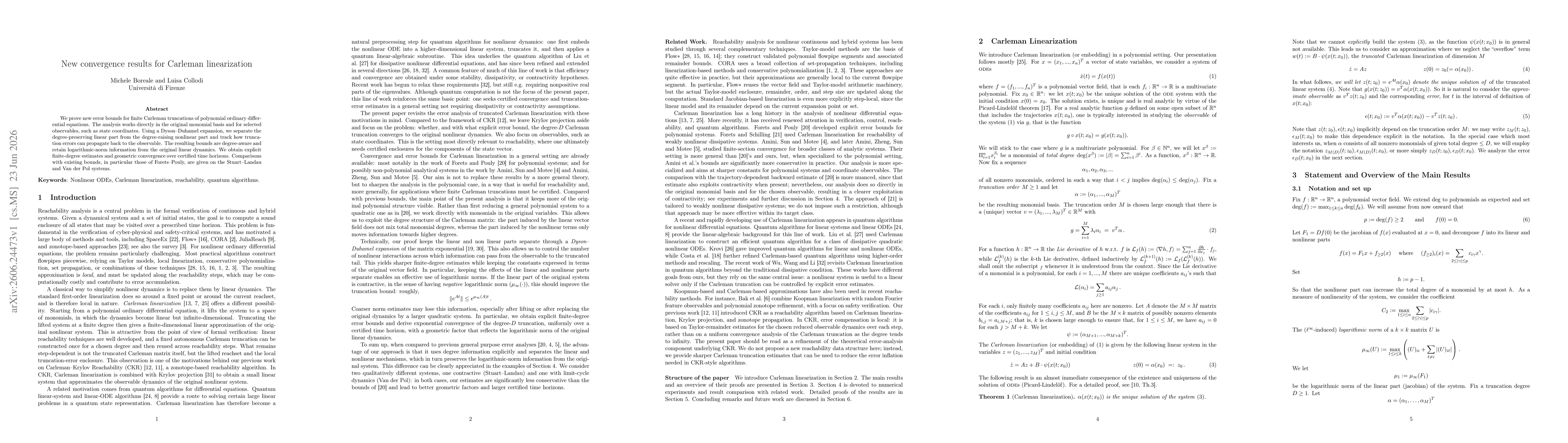 Thumbnail for New convergence results for Carleman linearization