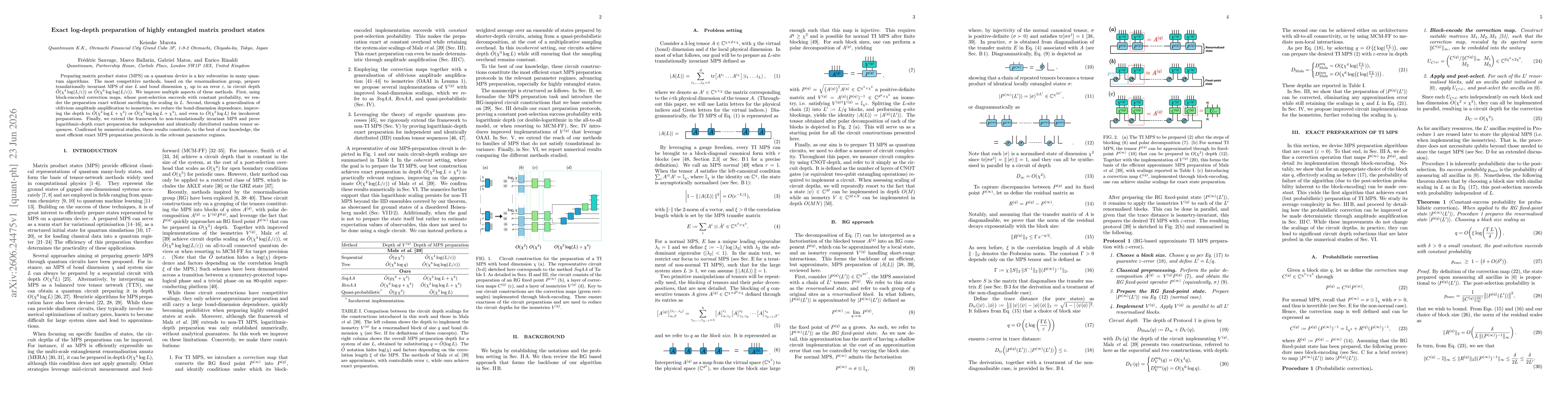 Thumbnail for Exact log-depth preparation of highly entangled matrix product states