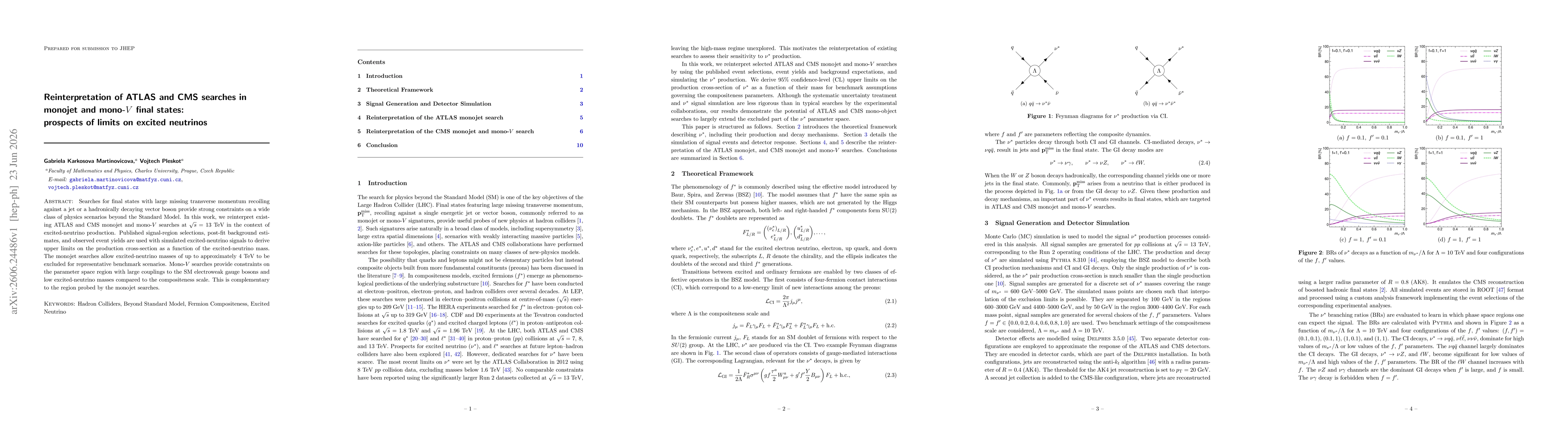 Thumbnail for Reinterpretation of ATLAS and CMS searches in monojet and mono-$V$ final states: prospects of limits on excited neutrinos