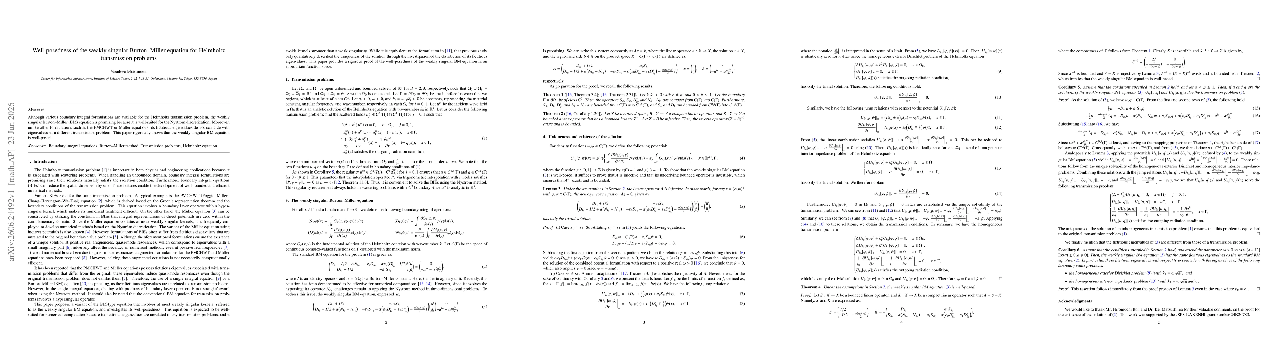 Thumbnail for Well-posedness of the weakly singular Burton-Miller equation for Helmholtz transmission problems