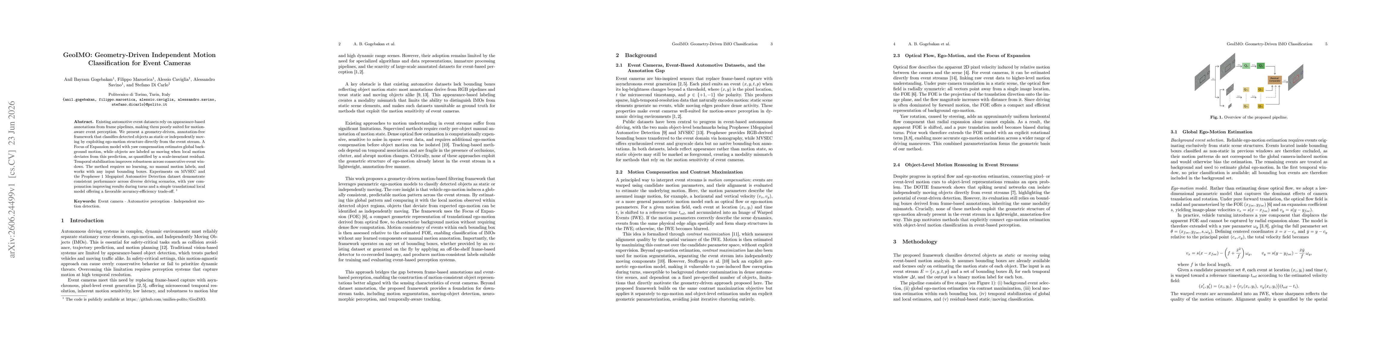 Thumbnail for GeoIMO: Geometry-Driven Independent Motion Classification for Event Cameras