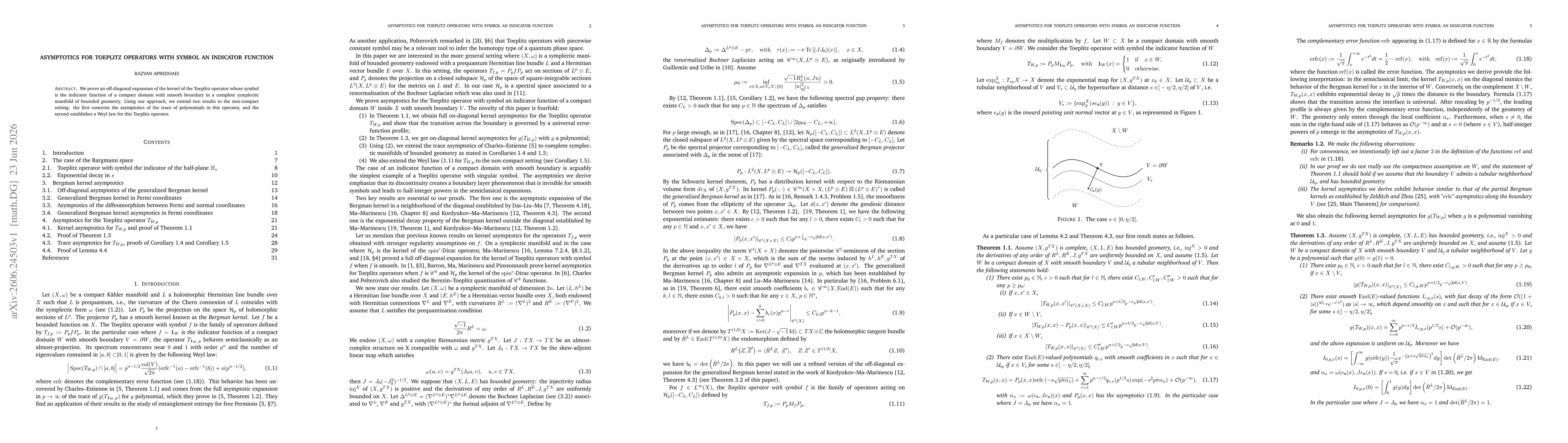 Thumbnail for Asymptotics for Toeplitz operators with symbol and indicator function