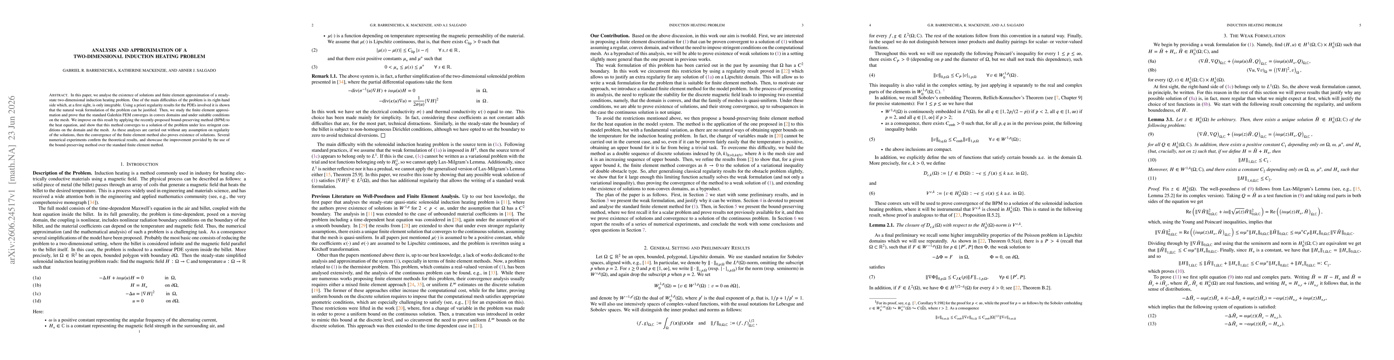 Thumbnail for Analysis and approximation of a two-dimensional induction heating problem