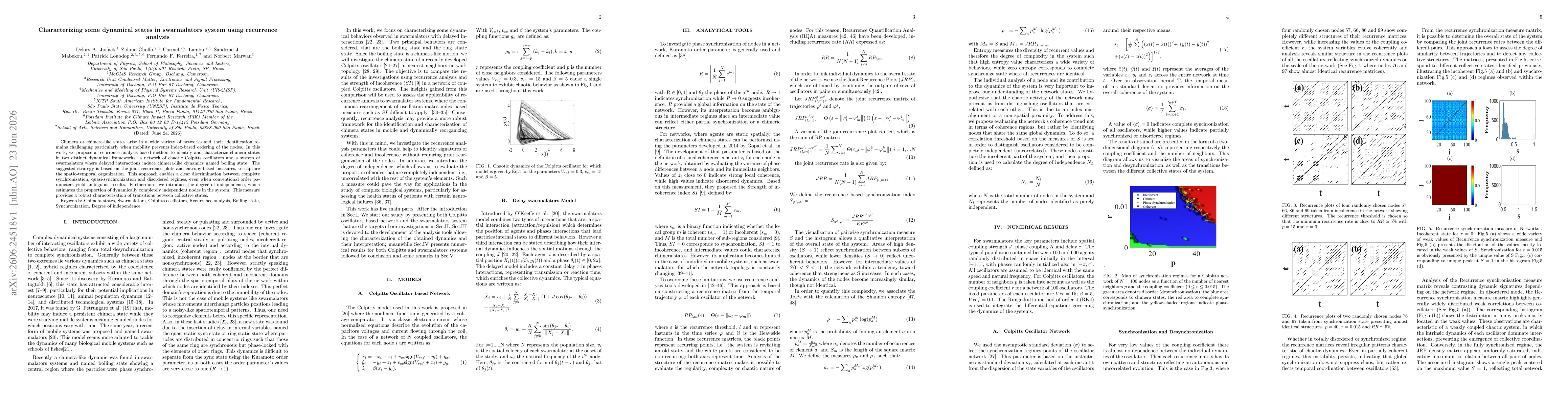 Thumbnail for Characterizing some dynamical states in swarmalators system using recurrence analysis