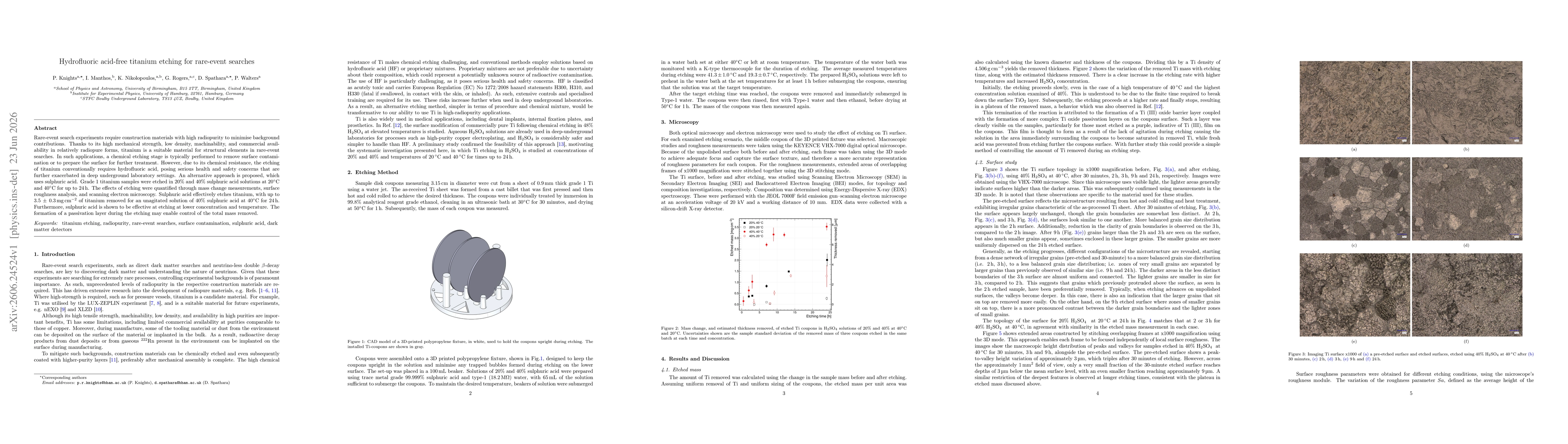 Thumbnail for Hydrofluoric acid-free titanium etching for rare-event searches
