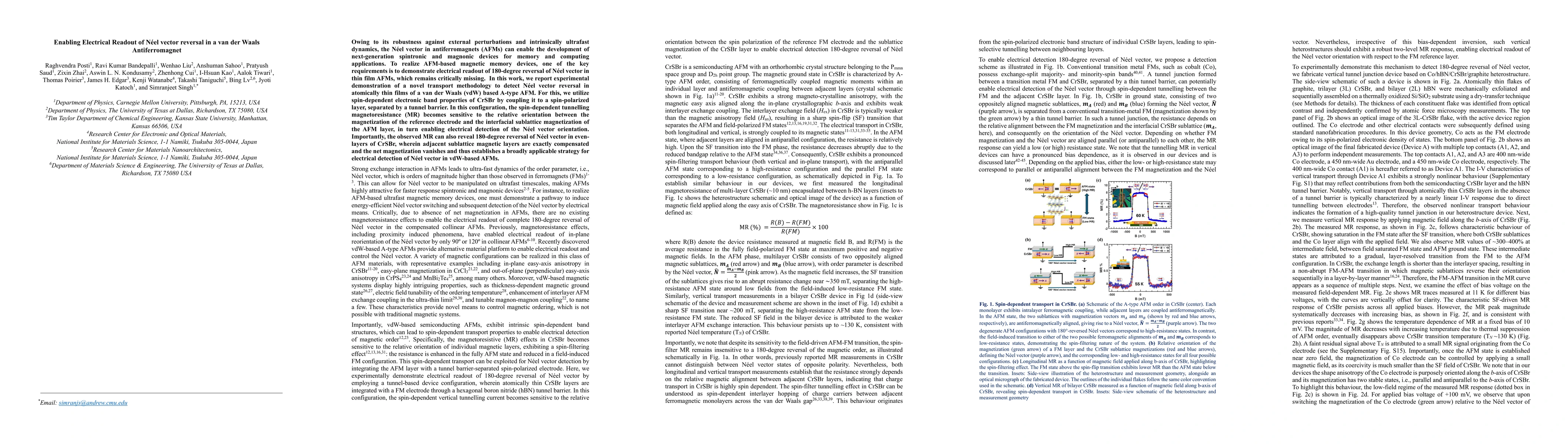 Thumbnail for Enabling Electrical Readout of Néel vector reversal in a van der Waals Antiferromagnet