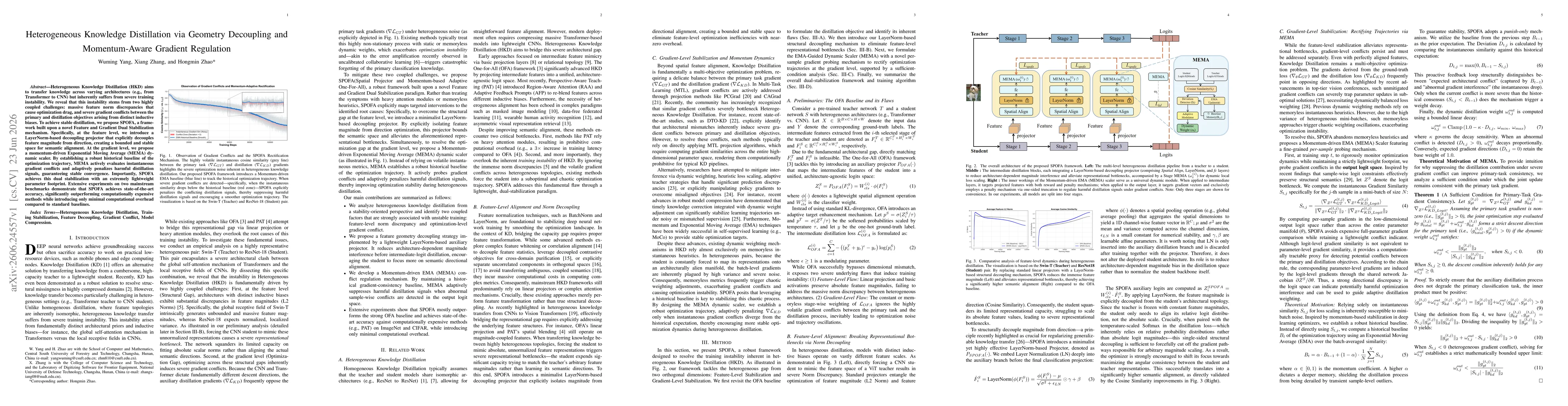 Thumbnail for Heterogeneous Knowledge Distillation via Geometry Decoupling and Momentum-Aware Gradient Regulation