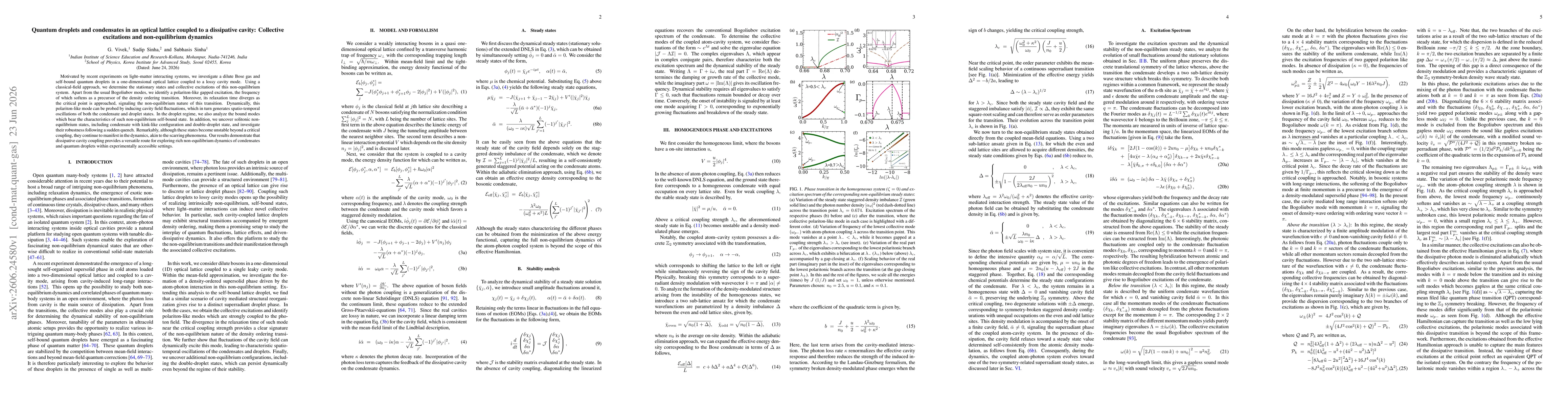Thumbnail for Quantum droplets and condensates in an optical lattice coupled to a dissipative cavity: Collective excitations and non-equilibrium dynamics