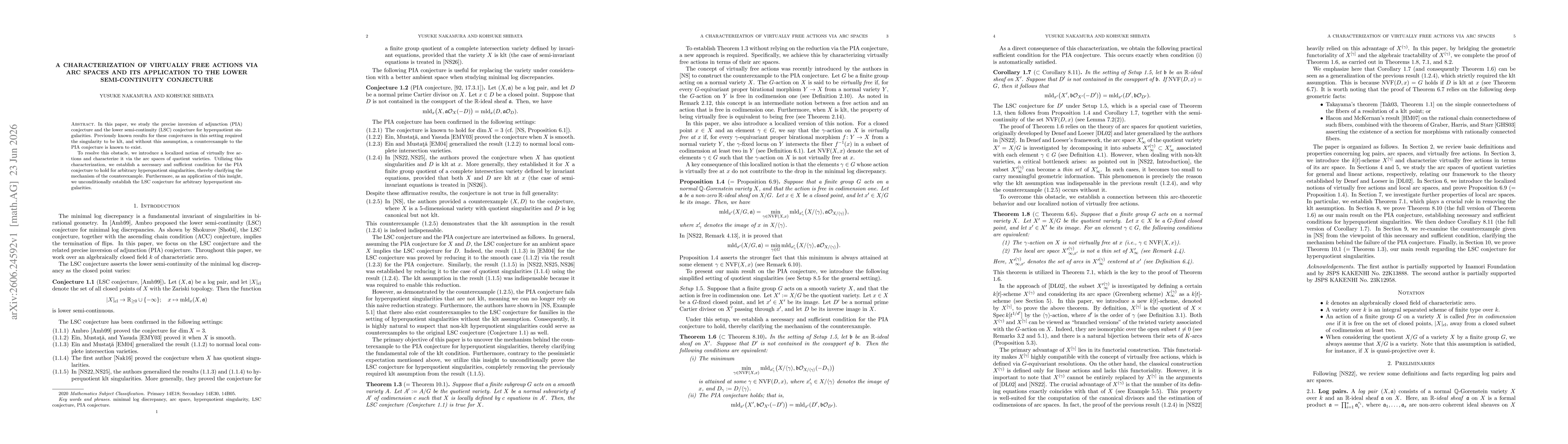 Thumbnail for A characterization of virtually free actions via arc spaces and its application to the lower semi-continuity conjecture