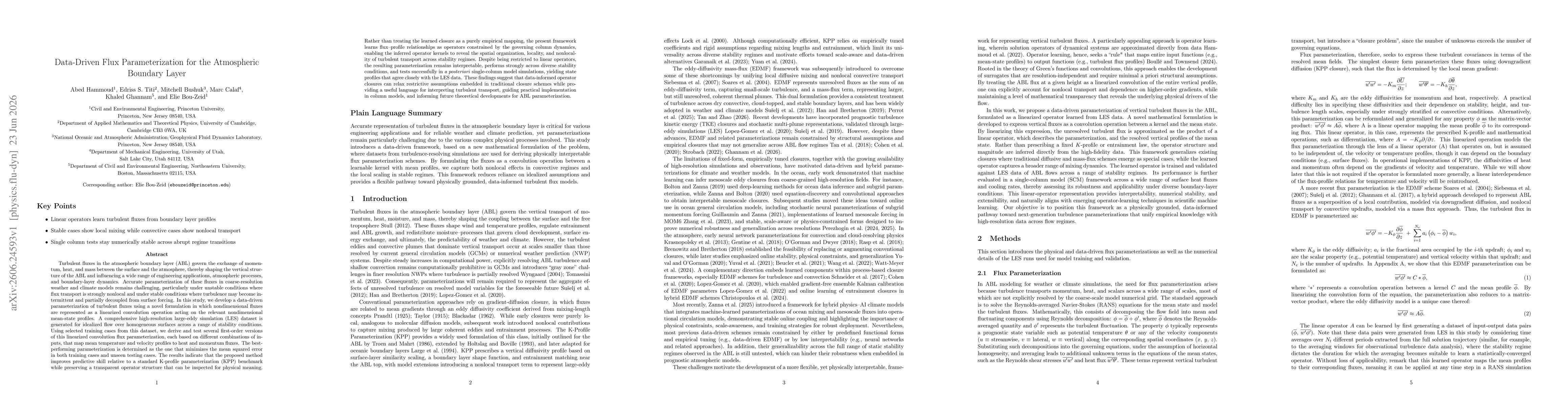 Thumbnail for Data-Driven Flux Parameterization for the Atmospheric Boundary Layer