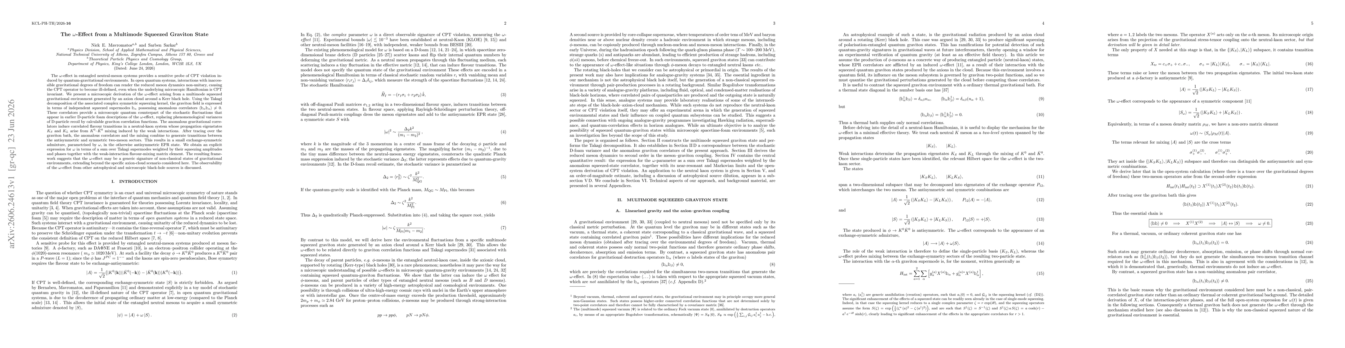 Thumbnail for The $ω$-Effect from a Multimode Squeezed Graviton State