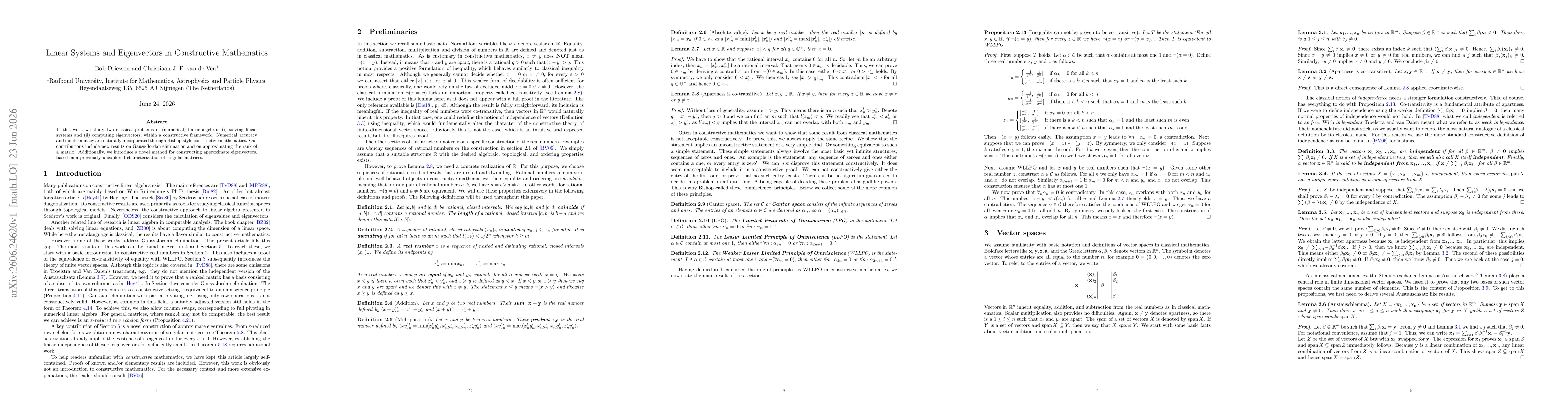 Thumbnail for Linear Systems and Eigenvectors in Constructive Mathematics