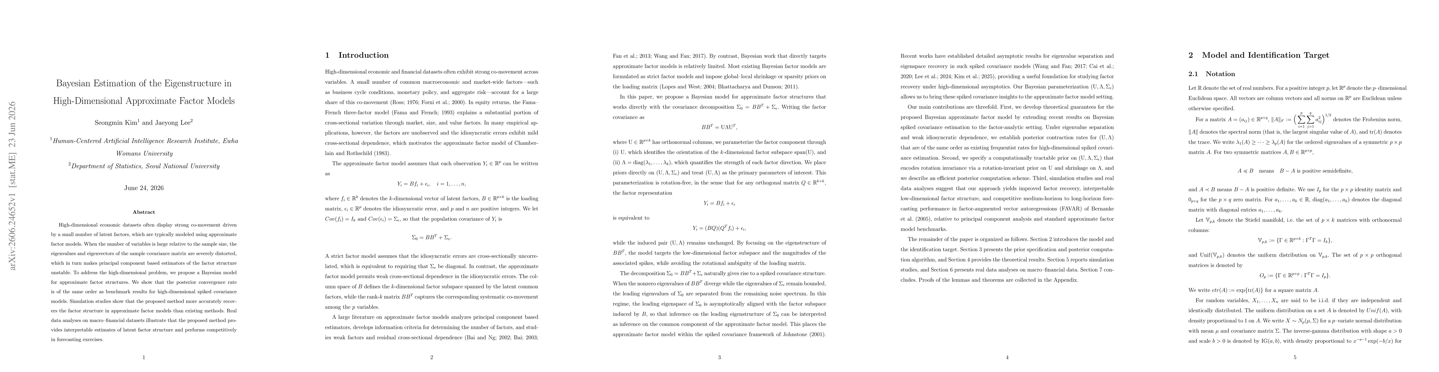 Thumbnail for Bayesian Estimation of the Eigenstructure in High-Dimensional Approximate Factor Models