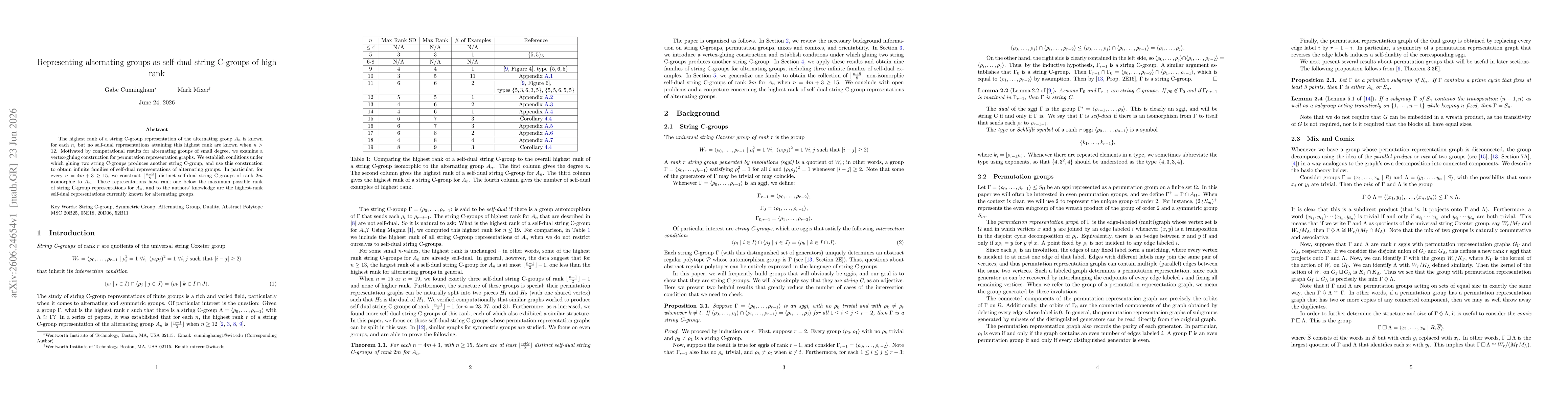 Thumbnail for Representing alternating groups as self-dual string C-groups of high rank