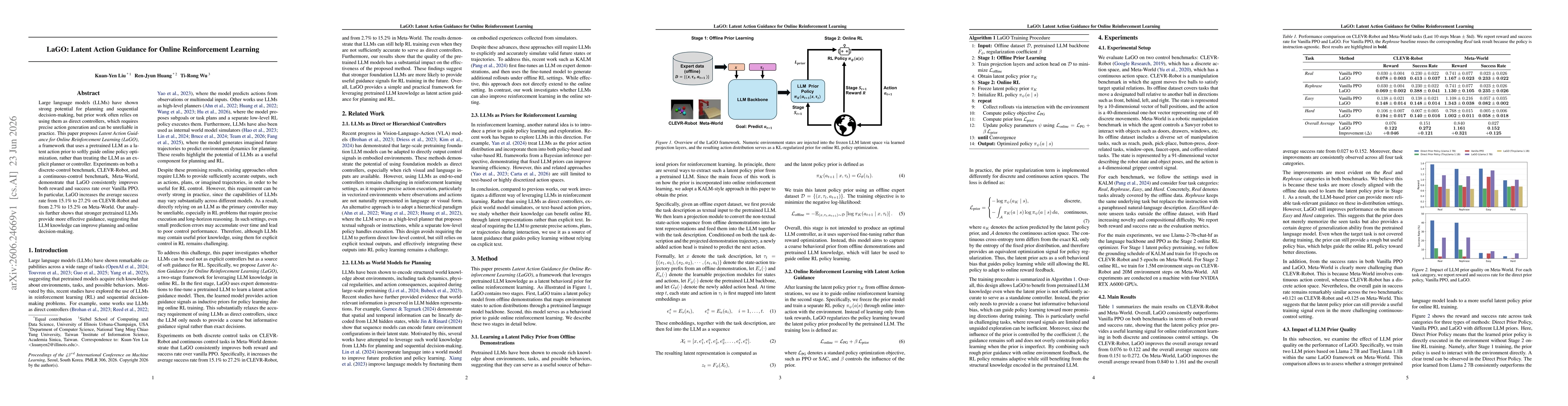 Thumbnail for LaGO: Latent Action Guidance for Online Reinforcement Learning