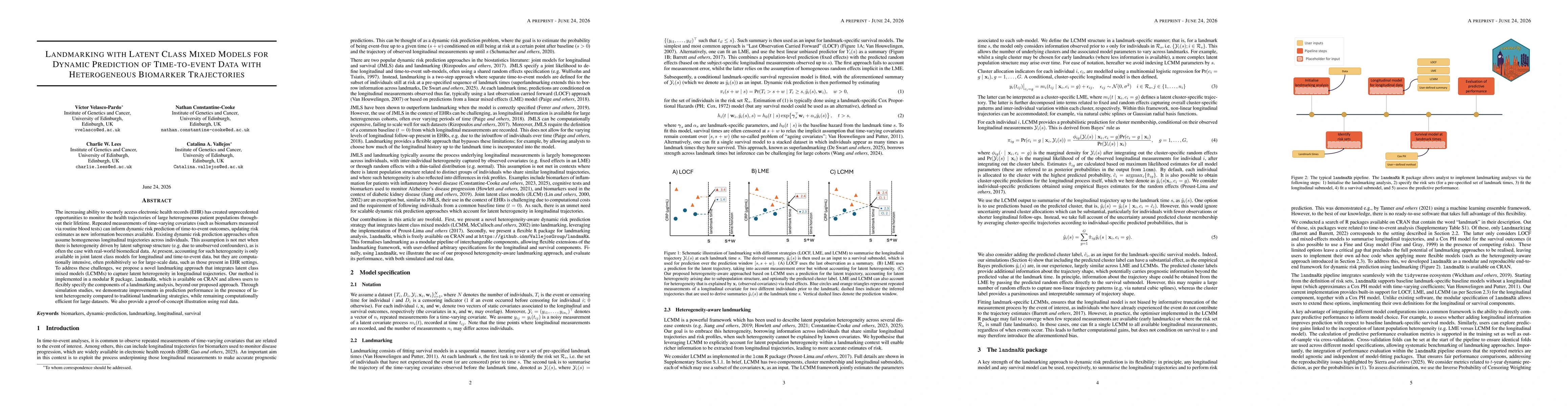 Thumbnail for Landmarking with Latent Class Mixed Models for Dynamic Prediction of Time-to-event Data with Heterogeneous Biomarker Trajectories