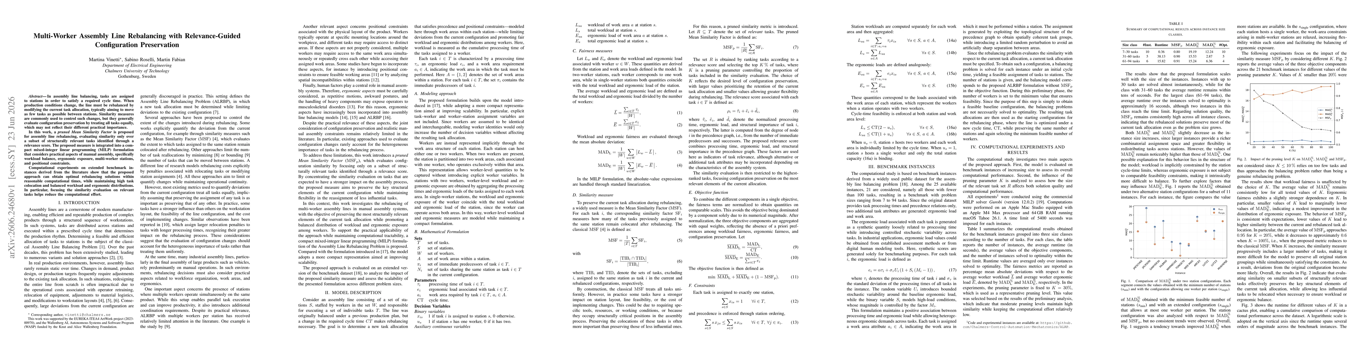 Thumbnail for Multi-Worker Assembly Line Rebalancing with Relevance-Guided Configuration Preservation