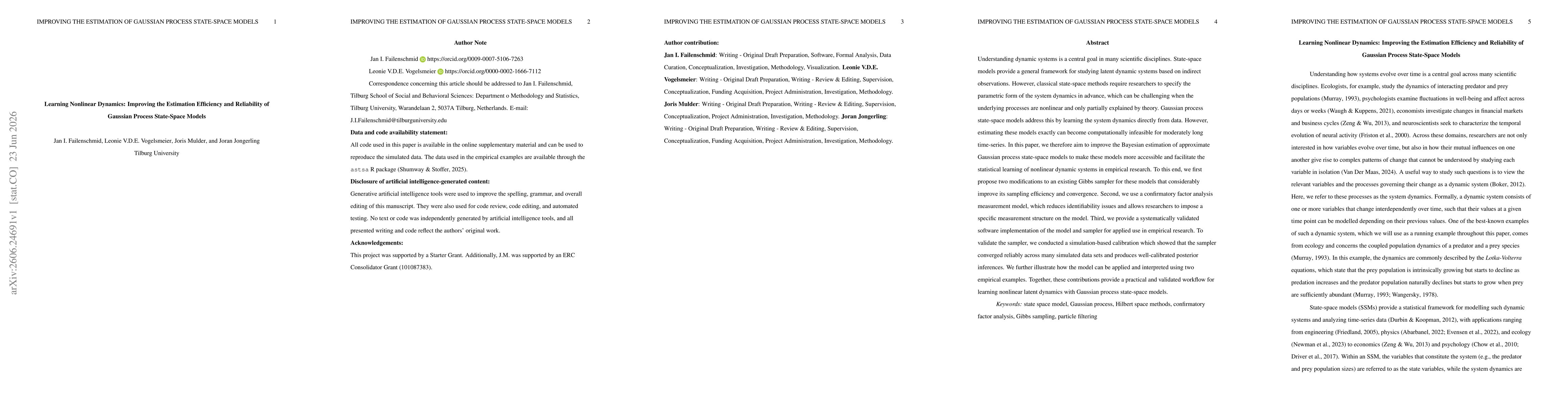 Thumbnail for Learning Nonlinear Dynamics: Improving the Estimation Efficiency and Reliability of Gaussian Process State-Space Models