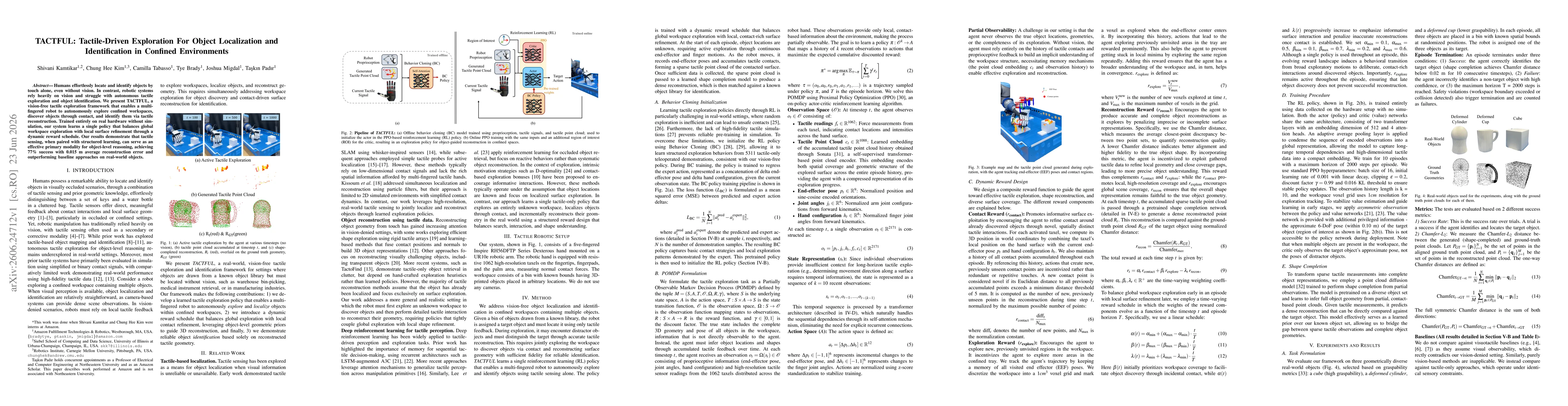 Thumbnail for TACTFUL: Tactile-Driven Exploration For Object Localization and Identification in Confined Environments