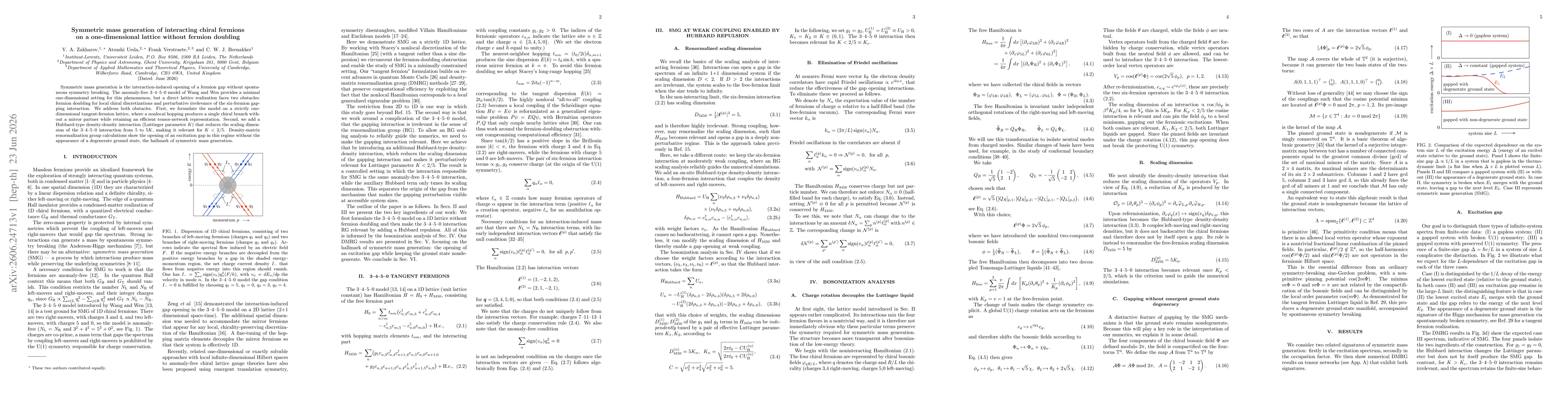 Thumbnail for Symmetric mass generation of interacting chiral fermions on a one-dimensional lattice without fermion doubling