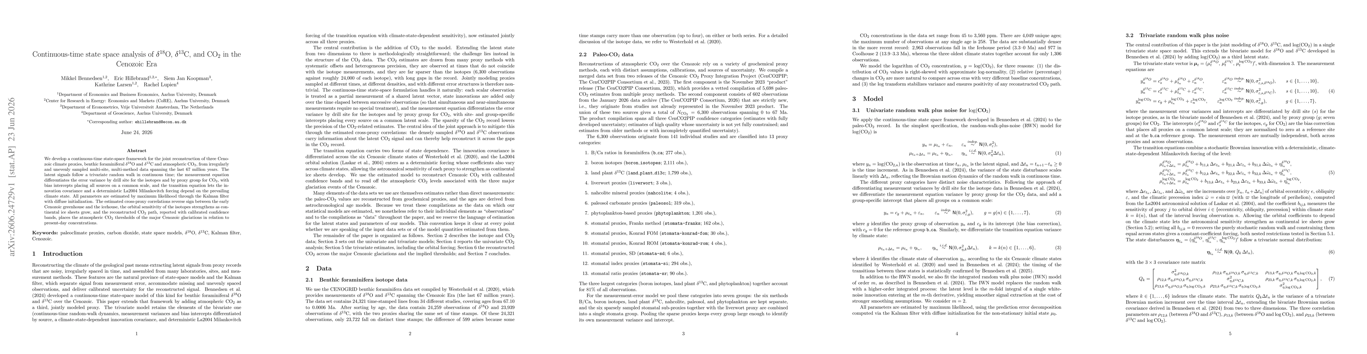 Thumbnail for Continuous-time state space analysis of d18O, d13C, and CO2 in the Cenozoic Era