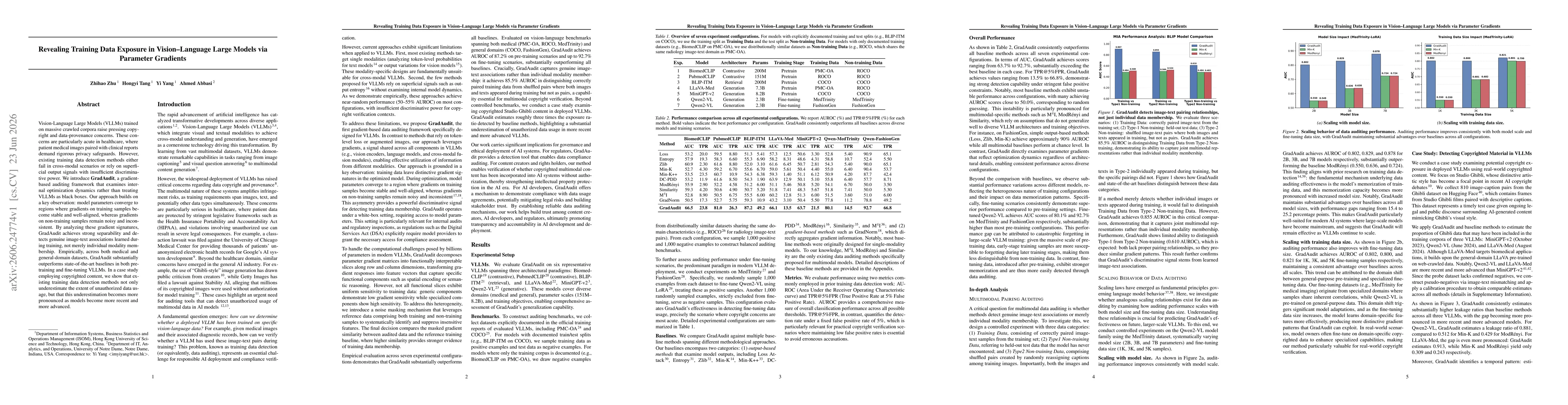 Thumbnail for Revealing Training Data Exposure in Vision Language Large Models via Parameter Gradients