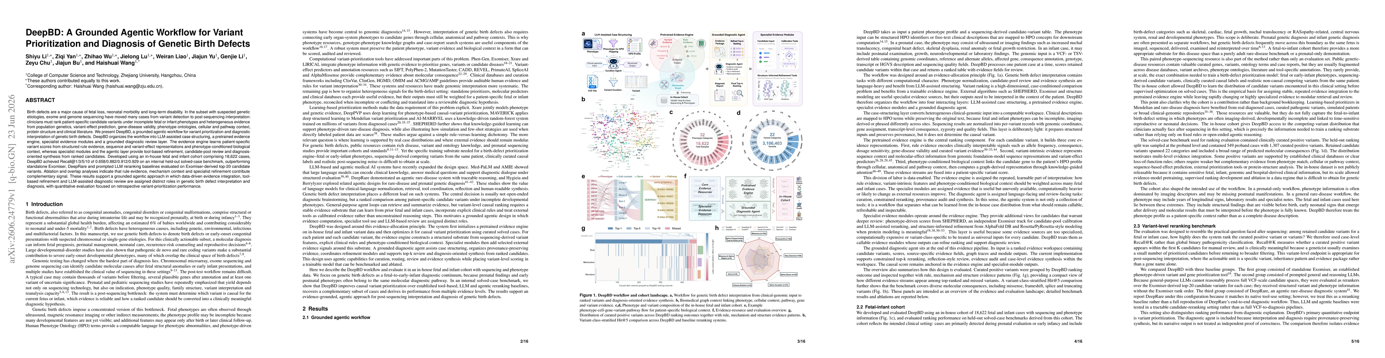 Thumbnail for DeepBD: A Grounded Agentic Workflow for Variant Prioritization and Diagnosis of Genetic Birth Defects