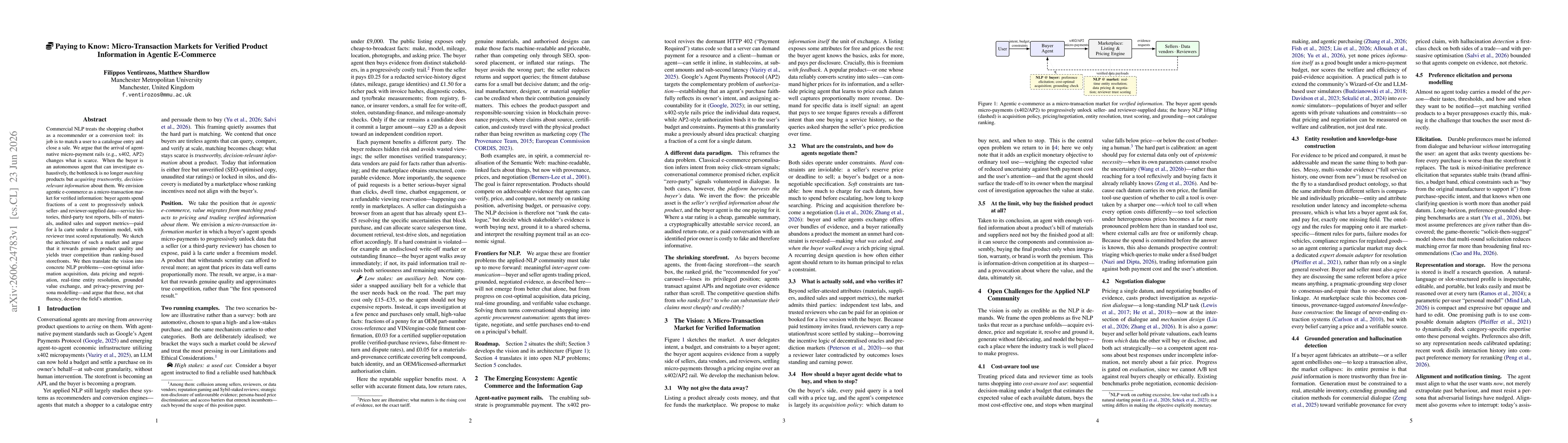 Thumbnail for Paying to Know: Micro-Transaction Markets for Verified Product Information in Agentic E-Commerce