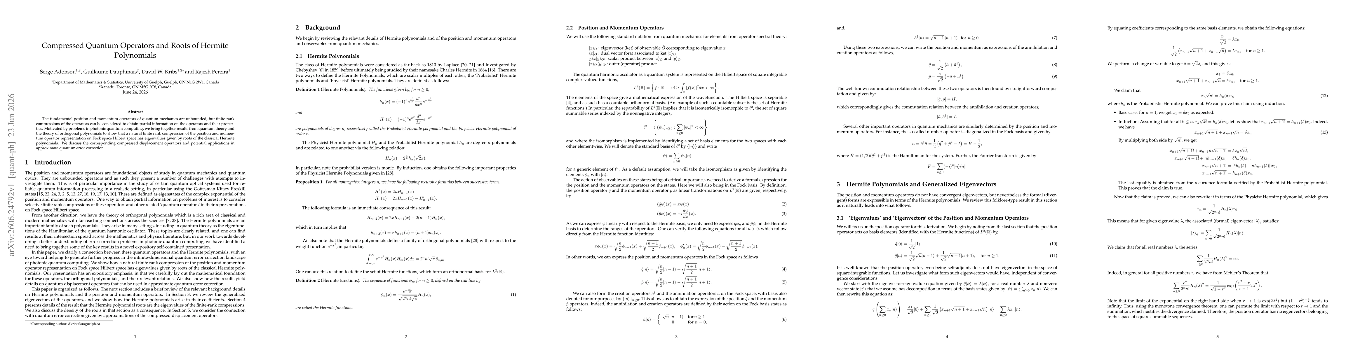 Thumbnail for Compressed Quantum Operators and Roots of Hermite Polynomials