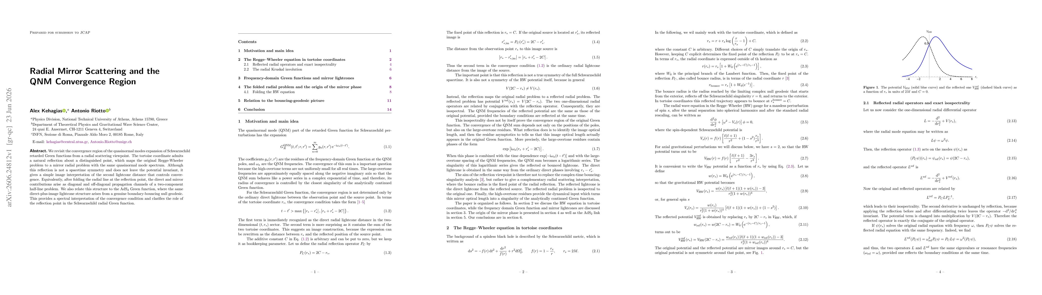 Thumbnail for Radial Mirror Scattering and the QNM Convergence Region